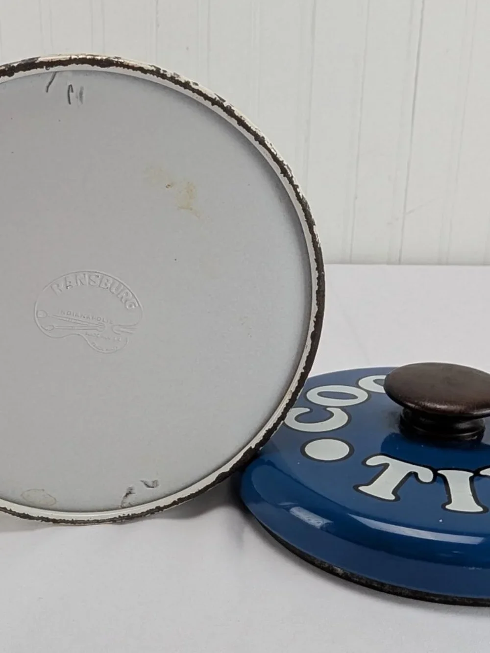 Vintage Ransburg Cookie Jar Tin U.S. Cookies Metal Lid Biplane Retro Airplane